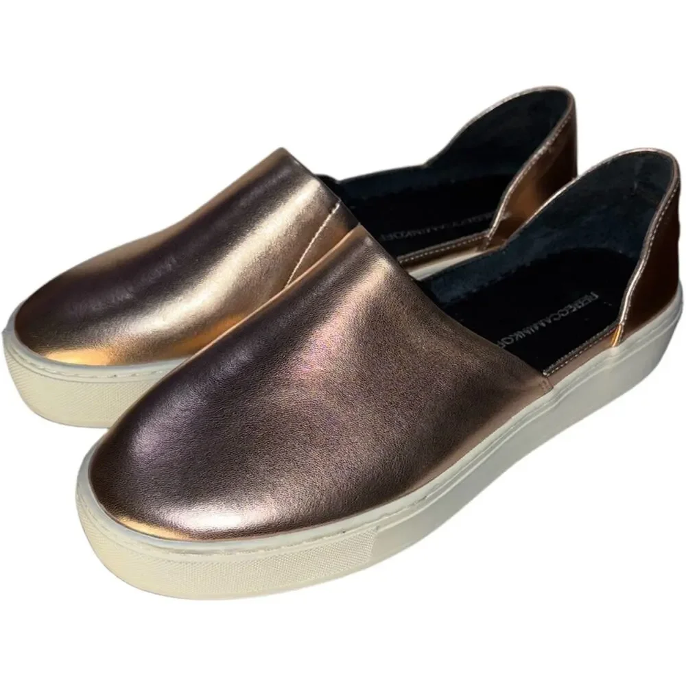Rebecca Minkoff nana leather slip on sneakers rose gold metallic women's 8.5